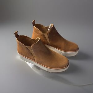 J Slides Womens Sz 7.5 Light Brown Leather Slip-on Ankle Boots